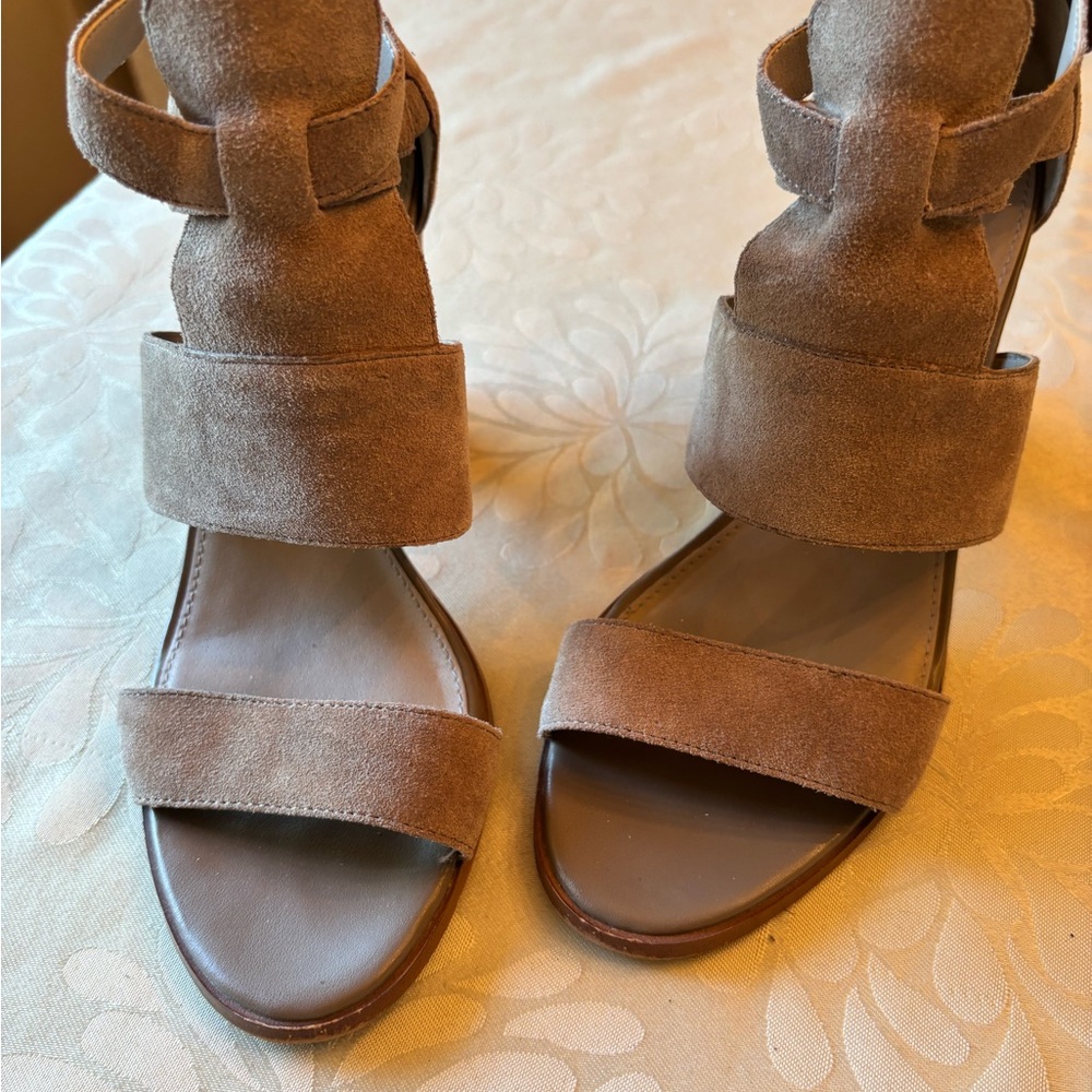 Hinge Tan Suede Women's Sandals